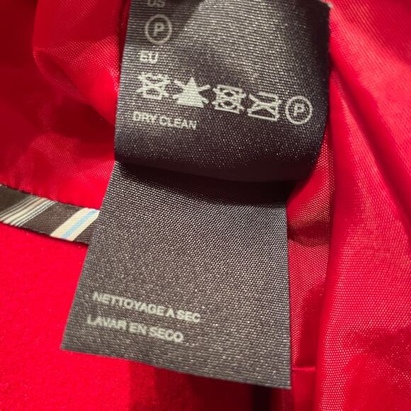 Tommy Hilfiger 4 Wool Toggle Coat | Scarlet Red Removable Hood Holiday Jacket - Picture 10 of 11